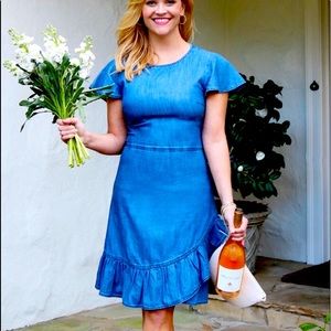 draper james chambray faux wrap dress